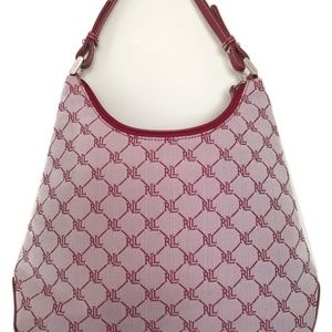 Ralph Lauren Red White Monogram Shoulder Purse
